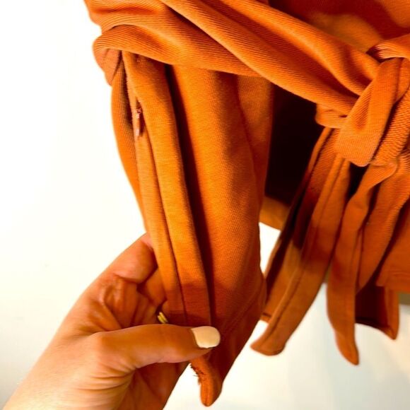 Nike Terracotta Tie Blouse in Sweat Shirt Material Size Medium - Picture 4 of 5